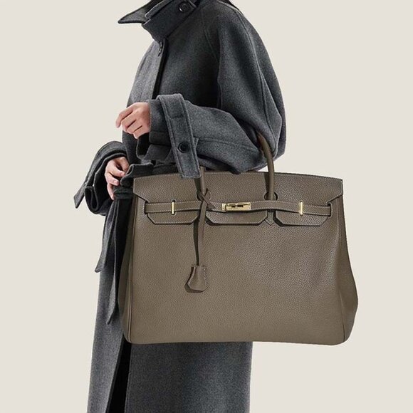 Taupe genuine leather wirkin - Picture 1 of 8